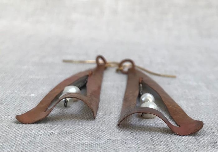 Upcycled copper earrings