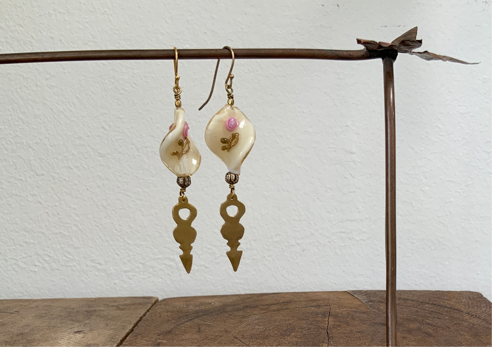 Murano glass bead with upcycled bras pendant