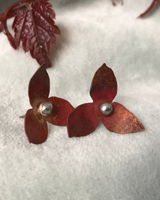 Handmade ear stud flowers