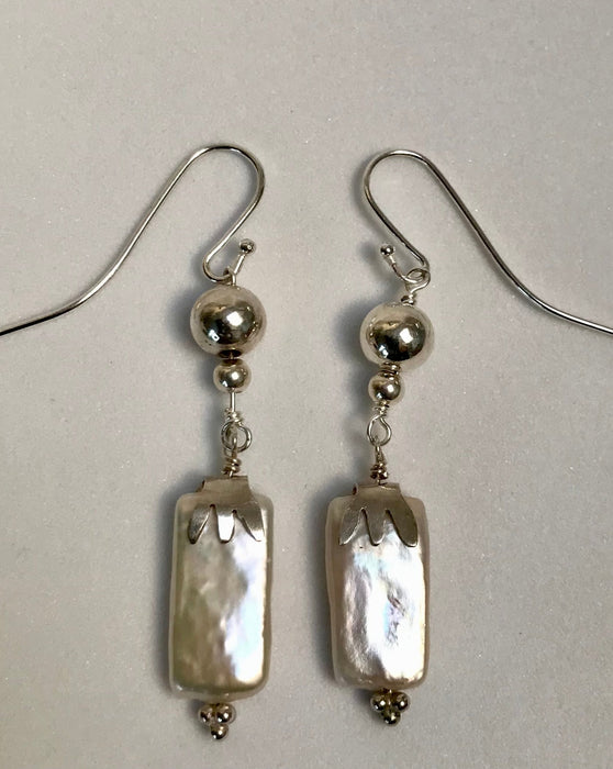 Handmade silver earrings with freshwater pearls